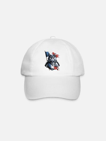 Frankreich Katze Ritter - Baseballkappe - Weiß/Weiß