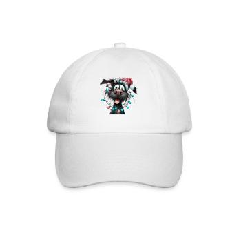 Weihnachtswuff mit Lichterkette - Baseballkappe - Weiß/Weiß - Vorne