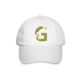 Buchstabe g grüne Gänseblümchen - Baseballkappe - Weiß/Weiß - Vorne