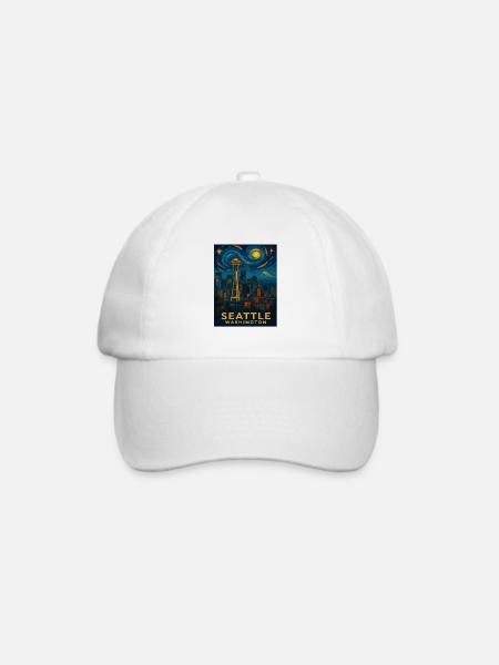 Seattle Washington - Baseballkappe - Weiß/Weiß