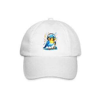 Karaoke Vogel mit Kopfhörern - Baseballkappe - Weiß/Weiß - Vorne