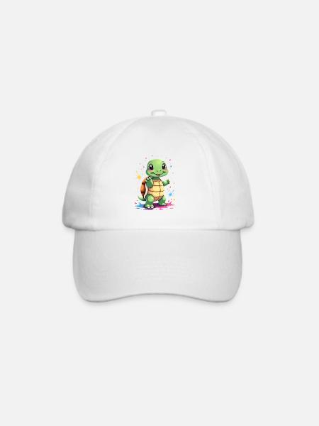 Schildkröte Farbspritzer Spaß - Baseballkappe - Weiß/Weiß