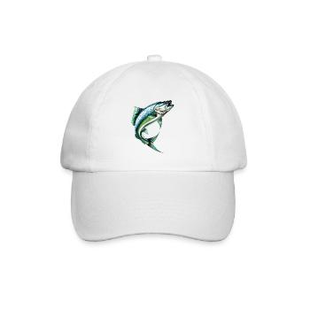 Springender Barsch im Grünblau - Baseballkappe - Weiß/Weiß - Vorne