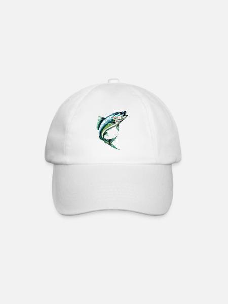 Springender Barsch im Grünblau - Baseballkappe - Weiß/Weiß