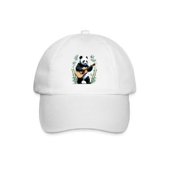 Panda-Gitarrist im Bambuswald - Baseballkappe - Weiß/Weiß - Vorne
