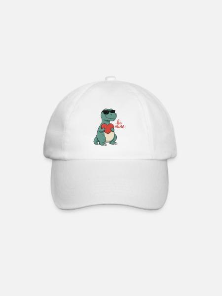 Cooler Dino mit Herz – Valentinstag Design - Baseballkappe - Weiß/Weiß