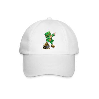 Dabbing Leprechaun St. Patrick's Day Gold Topf-Design - Baseballkappe - Weiß/Weiß - Vorne