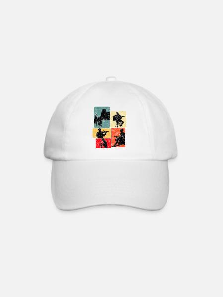 Musik Silhouetten Collage - Baseballkappe - Weiß/Weiß