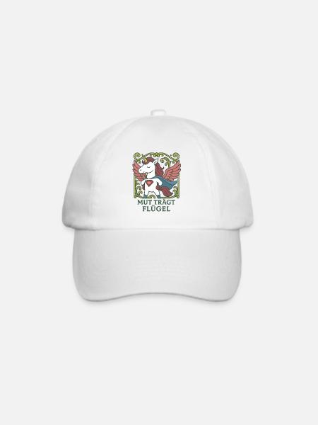 Mut trägt Flügel, Einhorn Superheld Shirt - Baseballkappe - Weiß/Weiß