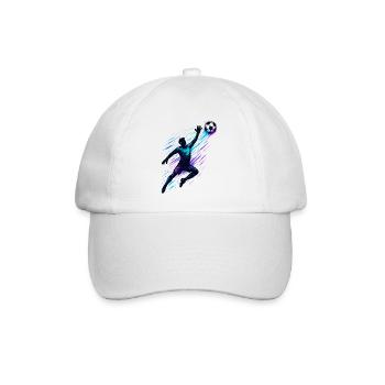 Neon Fußball Spieler, Schuss in den Winkel - Baseballkappe - Weiß/Weiß - Vorne