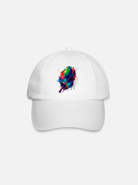 Fecht-Splash-Kunst – Fecht-Sportmaske und -schwert - Baseballkappe - Weiß/Weiß