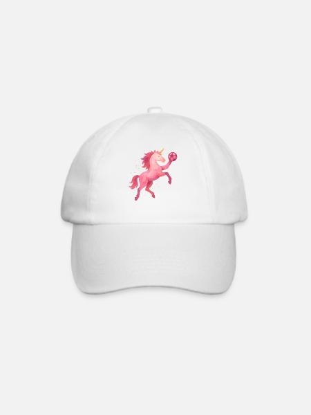Einhorn Handball Aquarell, pinkes Pferd, Mädchen - Baseballkappe - Weiß/Weiß