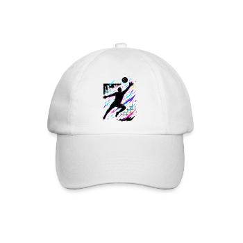Handball Sprungwurf bunt, Neon Silhouette, Kunst - Baseballkappe - Weiß/Weiß - Vorne