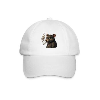 Rauchende Ratte - Baseballkappe - Weiß/Weiß - Vorne