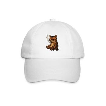 Smoking Cat - Baseballkappe - Weiß/Weiß - Vorne