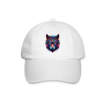 Neon-Wolf Kernmotiv Farbexplosion - Baseballkappe - Weiß/Weiß - Vorne
