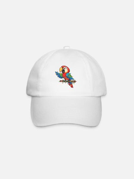 Bunten Papagei mit Lichterkette - Baseballkappe - Weiß/Weiß