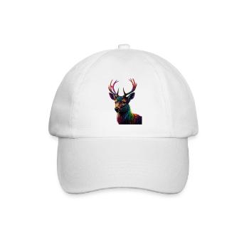 Regenbogen Hirschkopf Kunstprint - Baseballkappe - Weiß/Weiß - Vorne