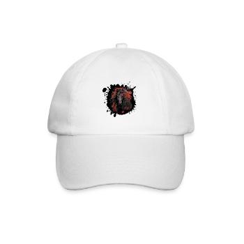Schwarzes Pferd mit rotem Splatter - Baseballkappe - Weiß/Weiß - Vorne