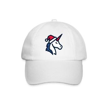 Cooles Einhorn Weihnachtsmütze Zwinkern - Baseballkappe - Weiß/Weiß - Vorne