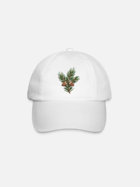 Bestickter Weihnachtszweig – dezent grün (gedruckt) - Baseballkappe - Weiß/Weiß