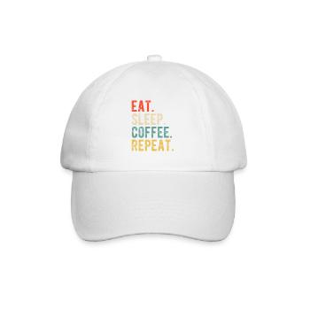 Eat Sleep Coffee Repeat Retro Kaffeeliebe - Baseballkappe - Weiß/Weiß - Vorne