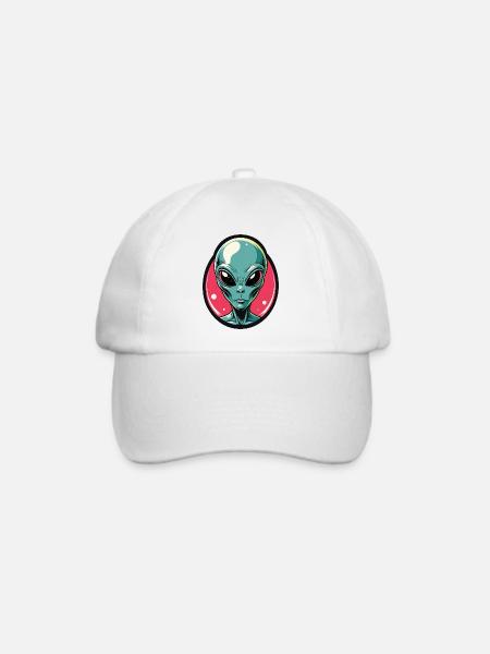 Neon Alien Kopf Portrait - Baseballkappe - Weiß/Weiß