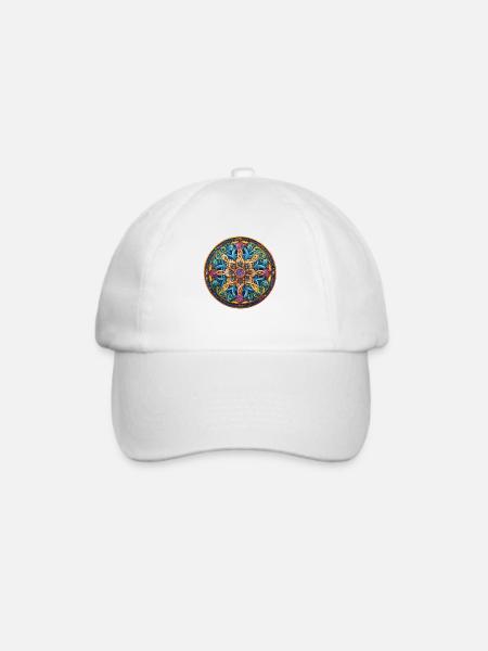 Mandala Feuerstern - Baseballkappe - Weiß/Weiß