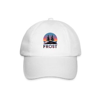  Frost Winterwald Retro Sonnenuntergang mit Tannen - Baseballkappe - Weiß/Weiß - Vorne