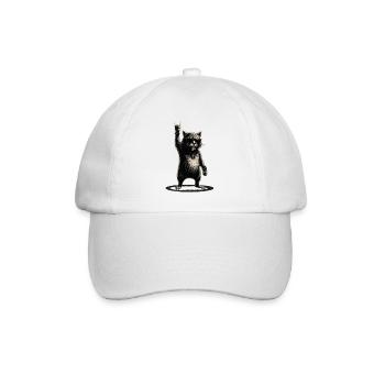 Grunge Rock Kater Mit Sonnenbrille Und Totenkopf - Baseballkappe - Weiß/Weiß - Vorne