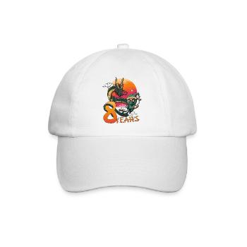 Drachen-Ninja Jubiläum 8 Jahre - Baseballkappe - Weiß/Weiß - Vorne