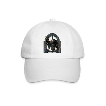 Nachtkatze Art Deco Glasfenster - Baseballkappe - Weiß/Weiß - Vorne