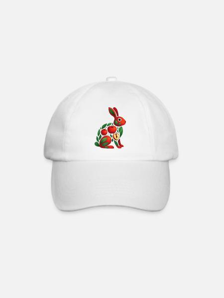 Hase Apfel - Baseballkappe - Weiß/Weiß