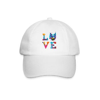 Dobermann-Pinscher lieben bunte abstrakte Farben - Baseballkappe - Weiß/Weiß - Vorne
