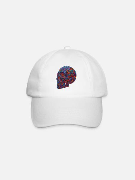 Bunter Mosaik-Schädel - Baseballkappe - Weiß/Weiß