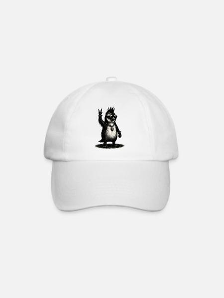 Punk Rock Pinguin Mit Sonnenbrille - Baseballkappe - Weiß/Weiß
