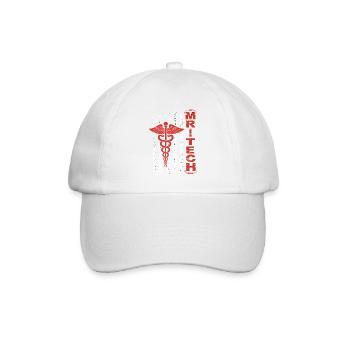 Rote MedTech Caduceus Flagge - Baseballkappe - Weiß/Weiß - Vorne