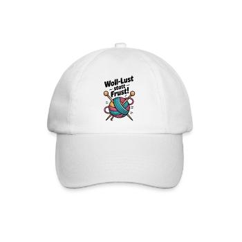 WollLust statt Frust Strickmotiv bunt - Baseballkappe - Weiß/Weiß - Vorne