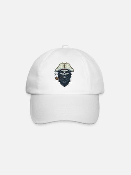 Kapitän Totenkopf Seemann Nautik Meer See Boot - Baseballkappe - Weiß/Weiß