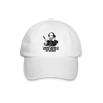 William Shakespeare, bitte dich mit meiner Antwort - Baseballkappe - Weiß/Weiß - Vorne