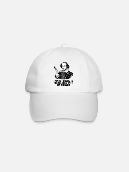 William Shakespeare, bitte dich mit meiner Antwort - Baseballkappe - Weiß/Weiß