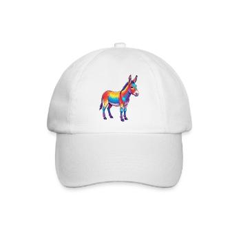 Bunte Eselregenbogen-Pop-Art-Aquarell - Baseballkappe - Weiß/Weiß - Vorne