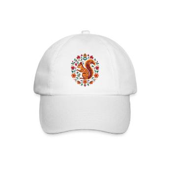 Eichhörnchen im Blumenkranz - Baseballkappe - Weiß/Weiß - Vorne