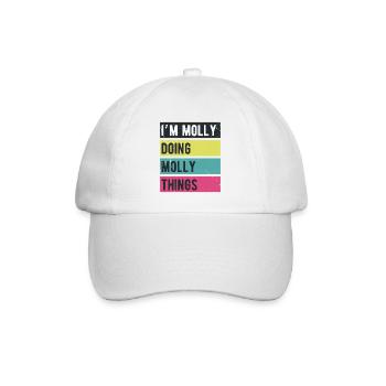 Ich bin Molly, die Molly-Dinge in Retro-Farben macht - Baseballkappe - Weiß/Weiß - Vorne