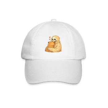 Cozy Skelett mit Capybara – Geborgenheit - Baseballkappe - Weiß/Weiß - Vorne