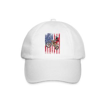 Dirt Biking USA-Flagge - Baseballkappe - Weiß/Weiß - Vorne