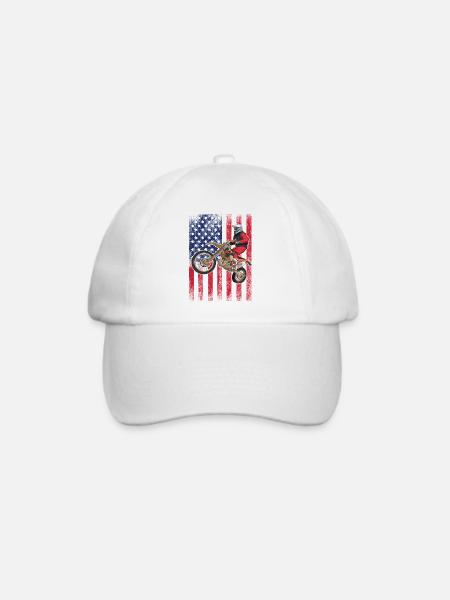 Dirt Biking USA-Flagge - Baseballkappe - Weiß/Weiß