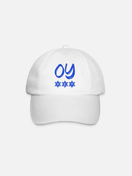OY VEY funny Yiddish and Jewish sayings David Star - Baseballkappe - Weiß/Weiß