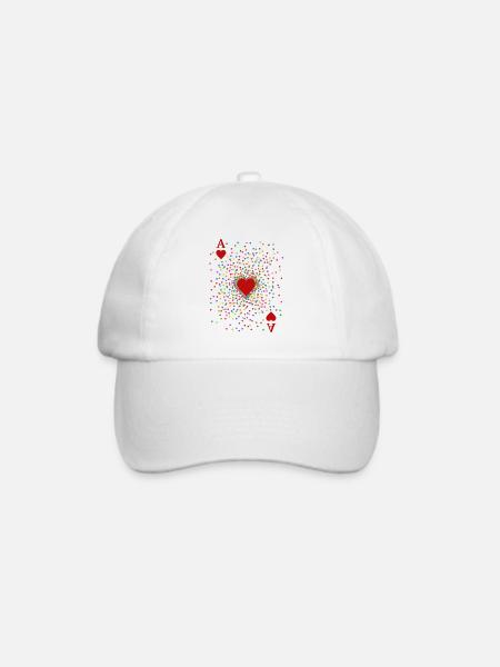 Herz As Konfetti Kostüm | Karneval Verkleidung - Baseballkappe - Weiß/Weiß