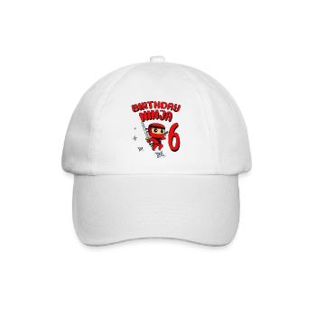 Birthday Ninja 6 Year Old Birthday Party Gift - Baseballkappe - Weiß/Weiß - Vorne